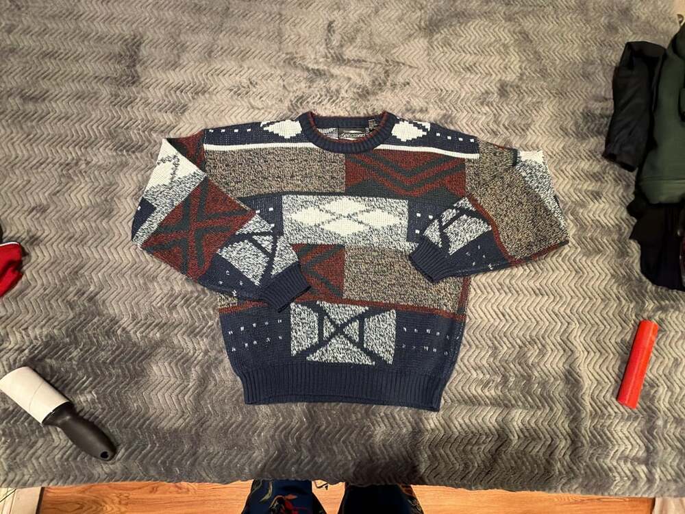 Expressions Vintage Geometric Pattern Sweater Size M Multicolored Acrylic